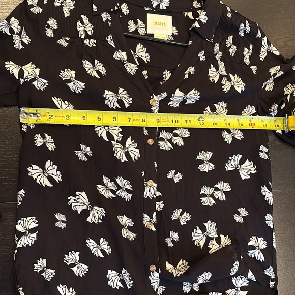MAEVE Anthropologie rayon bow pattern high low hem blouse size 0 - Picture 6 of 10